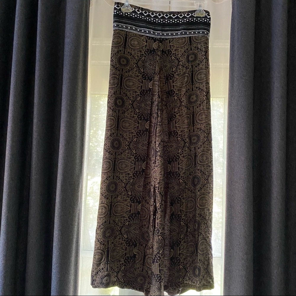 Split leg palazzo pants olive green black size XS